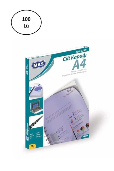 Mas Cilt Kapağı PP A4 Beyaz 100'lü ürün görseli 1