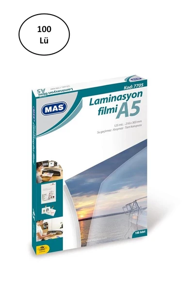 Mas 7705 A5 125 Micron 100 Adet Laminasyon Filmi ürün görseli 1