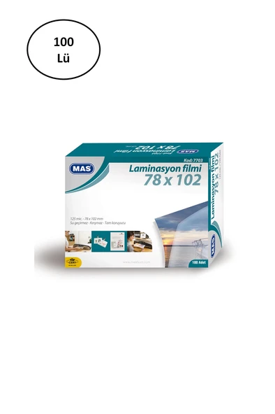 Mas Laminasyon Filmi Parlak 78x102 125 Mic 100 Lü ürün görseli 1