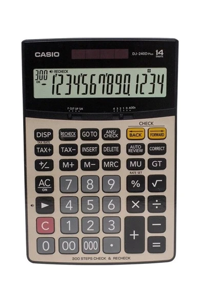 Casio Dj-240D Plus Yüzde Yapabilen İşlem Kontrollü Hesap Makinesi ürün görseli 1