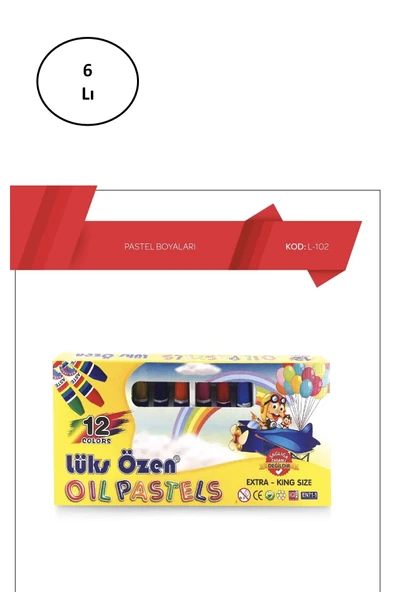 Lüks Özen 12 Renk Karton Pastel Boya 6'lı ürün görseli 1