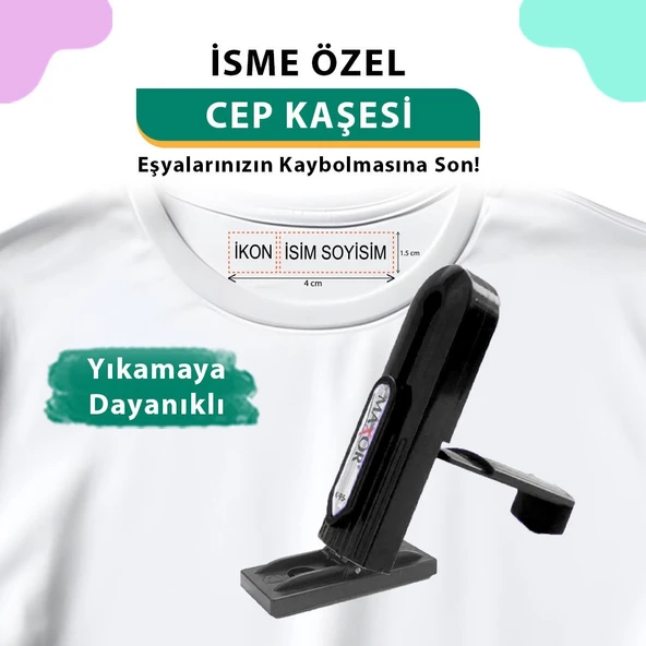 Siyah Öğrenci Cep Kaşesi, Okul Anaokul Kreş Kaşesi, Defter Kitap, Kıyafet Elbise Kaşesi Etiketi ürün görseli 1
