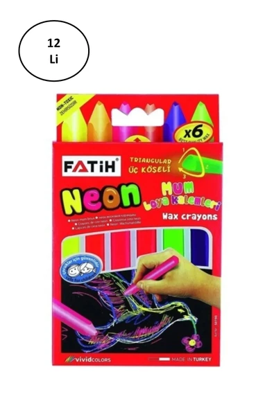 Fatih Mum Pastel Boya Neon Wax Crayon Jumbo 6 Renk 12'li ürün görseli 1