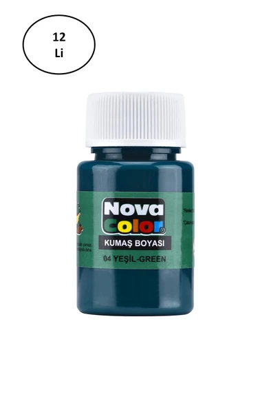 Nova Color Kumaş Boyası Şişe Yeşil Renk 12'li ürün görseli 1