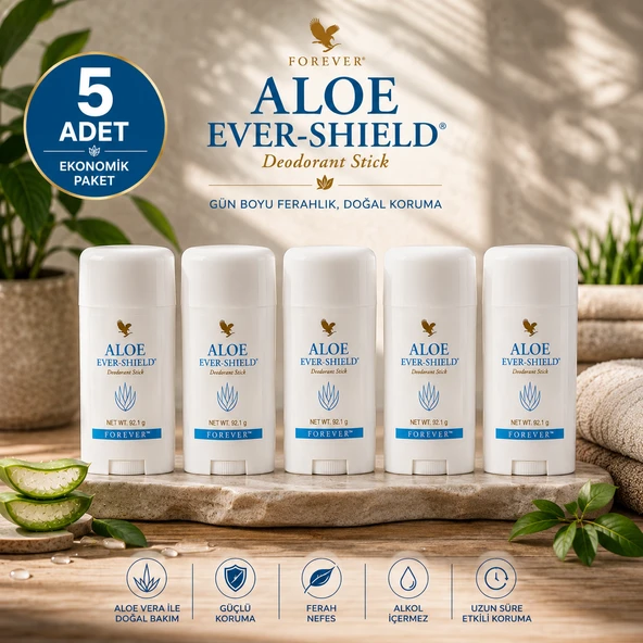 Forever Living Aloe Ever-Shield Deodorant Stick 92.1Gr -(Alüminyum Tuzu İçermez)- 5 Adet ürün görseli 1