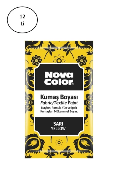 Nova Color 12 Gr Toz Kumaş Boyası Sarı Nc-900 12'li ürün görseli 1