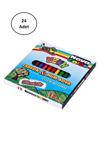 Nova Color Renkli Uzun Mum Boya 12'li 24 Adet ürün görseli 1