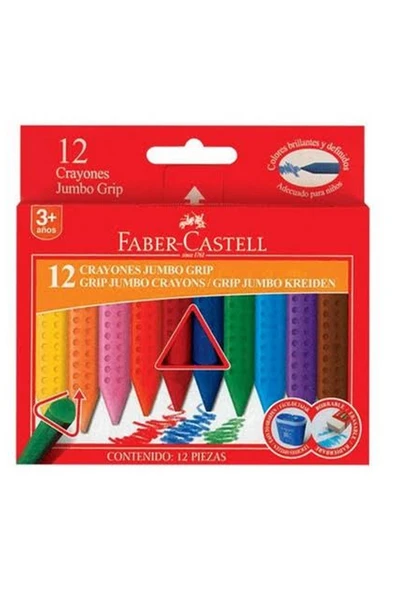 Faber Castell Grip Jumbo Wax Crayon Pastel Boya 12 R ürün görseli 1