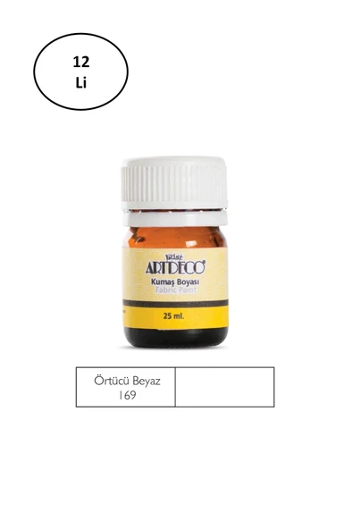 Artdeco Kumaş Boyası 25 Ml Beyaz 12'li ürün görseli 1