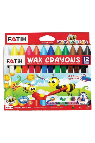 Fatih 50290 Mum Pastel Boya Triangular Üçgen Crayons 12 Renk ürün görseli 1