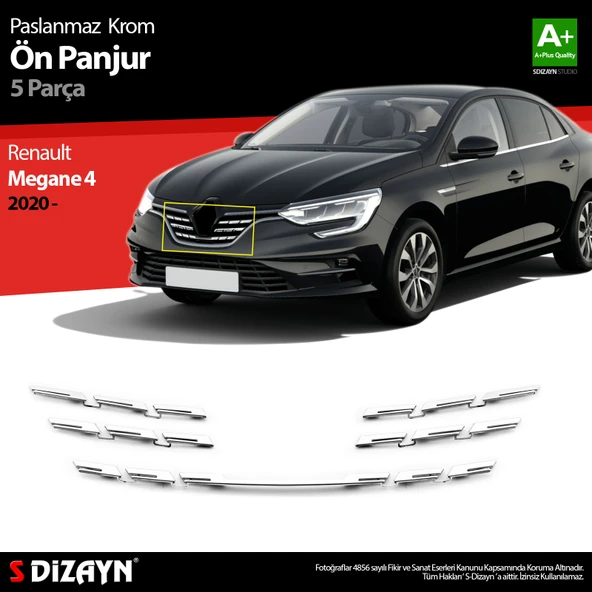 S-Dizayn Renault Megane 4 Krom Ön Panjur 5 Prç. 2020 Üzeri ürün görseli 1