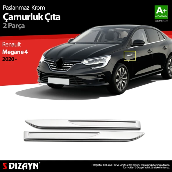S-Dizayn Renault Megane 4 Krom Çamurluk Sinyal Çıtası 2 Prç. 2020 Üzeri ürün görseli 1
