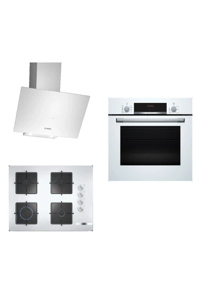 Bosch Beyaz 3 Lü Ankastre (HBF534EW3T - POP7C2O12O - DWK64PJ20T) 67 cm Ocak ürün görseli 1