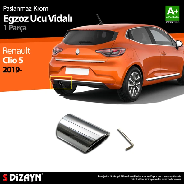S-Dizayn Renault Clio 5 Krom Egzoz Ucu Vidalı 2019 Üzeri ürün görseli 1