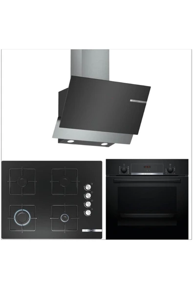 Bosch Siyah Ankastre Set (HBF514BB1T+POP7C6O12O+DWK65AD60R) ürün görseli 1