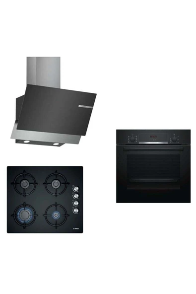 Bosch Siyah Ankastre Set 241 ( Hbf514bb0t - Pop6c6o10o - Dwk65ad60r ) ürün görseli 1