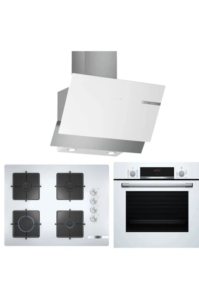 Bosch Beyaz Ankastre Set (HBF514BW1T+POP7C2O12O+DWK65AD20R) ürün görseli 1