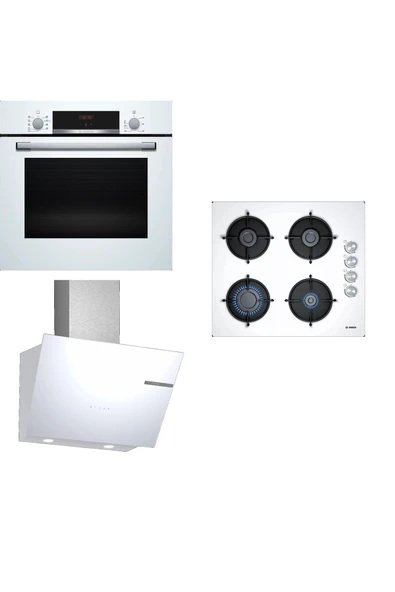 Bosch Beyaz Ankastre Set (HBF534EW3T - POP6C2O10O - DWK66PJ20T) ürün görseli 1