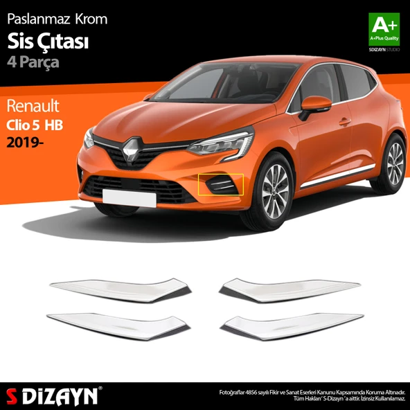 S-Dizayn Renault Clio 5 Krom Sis Çıtası 4 Prç. 2019 Üzeri ürün görseli 1