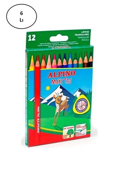Cem Alpino ALP-AL-2133 Kuru Boya Kalemi 12 Renk 6'lı ürün görseli 1