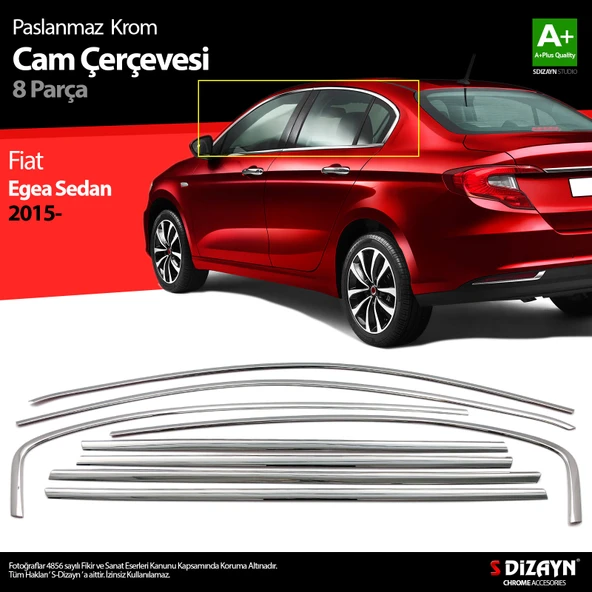 S-Dizayn Fiat Egea SD Krom Cam Çerçevesi 8 Prç. 2015-2020 A+ Kalite ürün görseli 1
