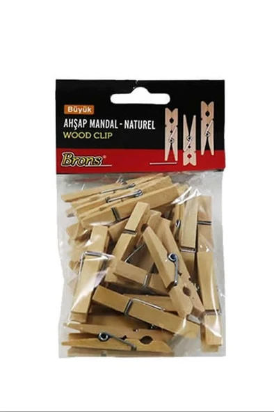 Brons BR-907 Büyük Natural Ahşap Mandal ürün görseli 1