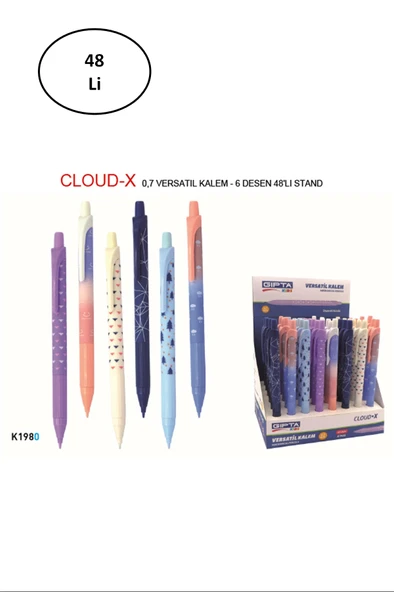 Gıpta Versatil Kalem Cloud X 0.7 Mm 6 Desen 48 'Li Stand ürün görseli 1