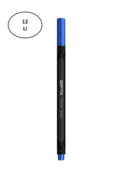 Gıpta Fineliner Ince Keçe Uçlu Kalem 0,4 Mm Karton Kutu Üçgen Lacivert (12 Li Paket) ürün görseli 1