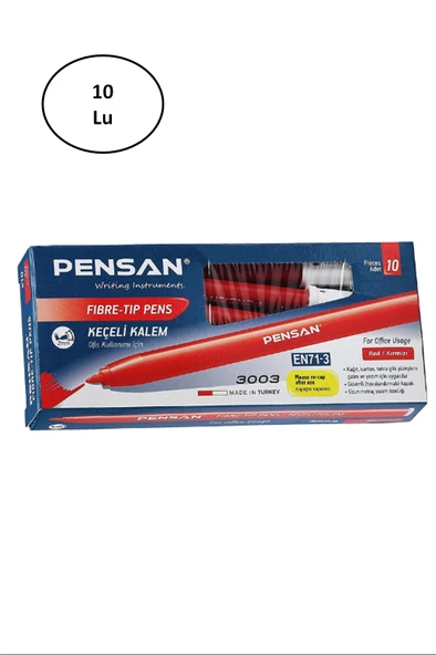 Pensan Keçeli Kalem Kırmızı 10Lu ürün görseli 1