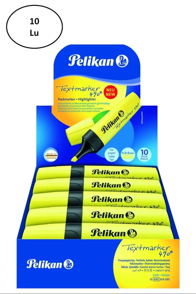 Pelikan 490 Fosforlu İşaretleme Kalemi Sarı 10 Lu ürün görseli 1