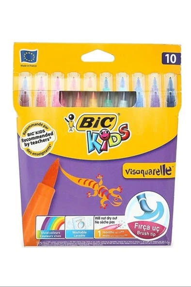 Bic Visa Fırça Uçlu Keçeli Boya Kalemi 10'lu ürün görseli 1