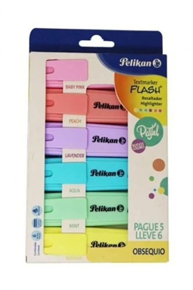 Pelikan Fosforlu Kalem (işaret Kalemi) Pastel 6 Renk ürün görseli 1