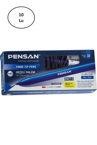 Pensan Keçeli Kalem 3003 Ofis Tipi Mavi 10'lu ürün görseli 1