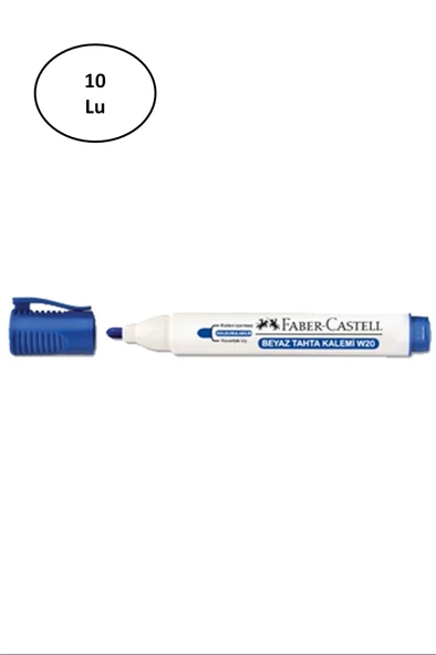 Faber Castell Beyaz Tahta Kalemi W20 Mavi 10'lu ürün görseli 1