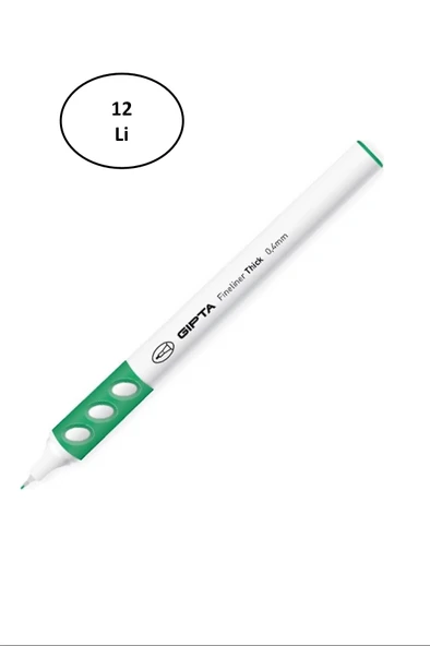 Gıpta Thick 0.4 mm Fineliner Yeşil Keçeli Kalem 12'li ürün görseli 1