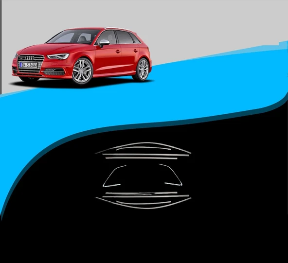 Audi A3 HB Krom Cam Çıtası Tam Tur 10 Parça 2014-2020 Arası ürün görseli 1