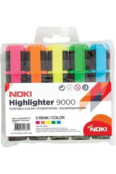 Noki Pastel Fosforlu Kalem 5'li Pvc ürün görseli 1