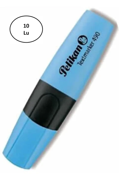 Pelikan 490 Fosforlu İşaretleme Kalemi Mavi 10'lu ürün görseli 1