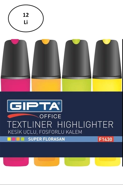 Gıpta Fosforlu Kalem 5Mm Kesik Uç Sarı 12'li ürün görseli 1