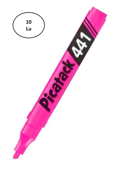 Picatack 441 Fosforlu Kalem Pembe 10'lu ürün görseli 1