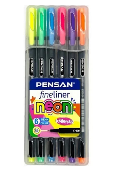 Pensan Fineliner Kalem 6Lı Neon Plastik Kutu ürün görseli 1