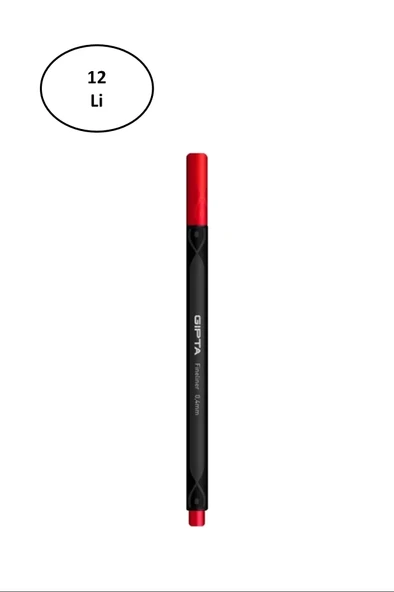 Gıpta Fineliner Kalem 0,4 Mm Karton Kutu Üçgen Kırmızı 12'li ürün görseli 1