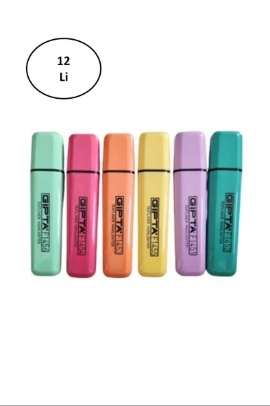 Gıpta Fosforlu Markör 5Mm Kesik Uç Pastel Pembe 12'li ürün görseli 1