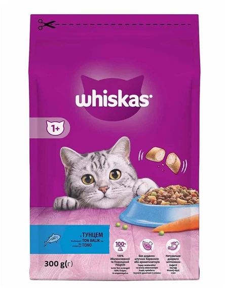 Whiskas Ton Balıklı ve Sebzeli Yetişkin Kedi Maması 300gr ürün görseli 1