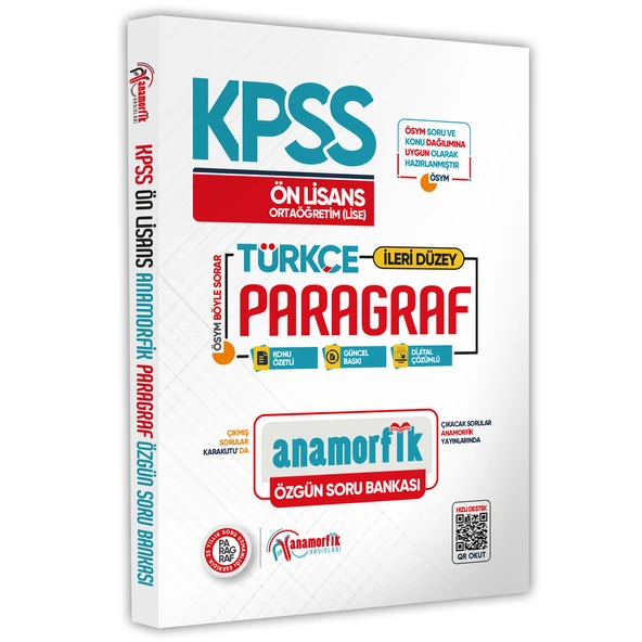 KPSS Önlisans-Ortaöğretim Türkçe Anamorfik PARAGRAF Özgün Soru Bankası Dijital Çözümlü ürün görseli 1