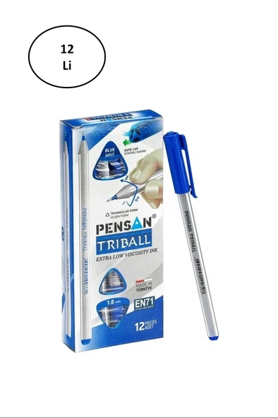 Pensan Triball Tükenmez Kalem 1 Mm Mavi 12'li ürün görseli 1