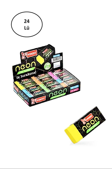 Mikro 2B-24N Neon Soft Silgi 24'lü Paket ürün görseli 1