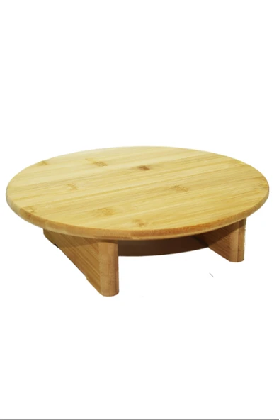 Ahşap Kesim Tahtası Panosu 30 Cm. Yuvarlak Bambu Ayaklı Royaleks-10506 ürün görseli 1