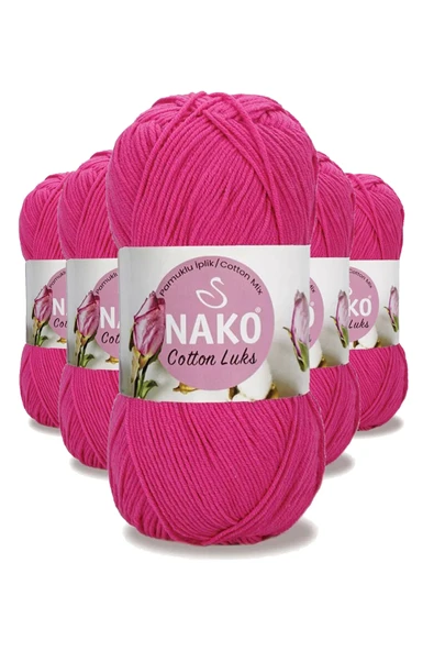 5 Adet Cotton Lüks Yelek Tunik Kazak Bluz Hırka İpi Yünü Fuşya 97572 ürün görseli 1