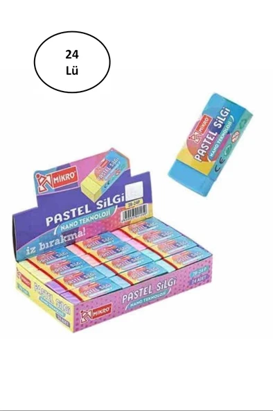 Mikro Silgi 2B-24P Pastel Soft 2B24Trp 24'lü ürün görseli 1